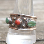 Vintage Sterling Turquoise and Coral Band 12