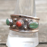 Vintage Sterling Turquoise and Coral Band 12