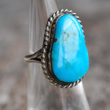 Vintage Sterling Turquoise Roper Ring 5.5