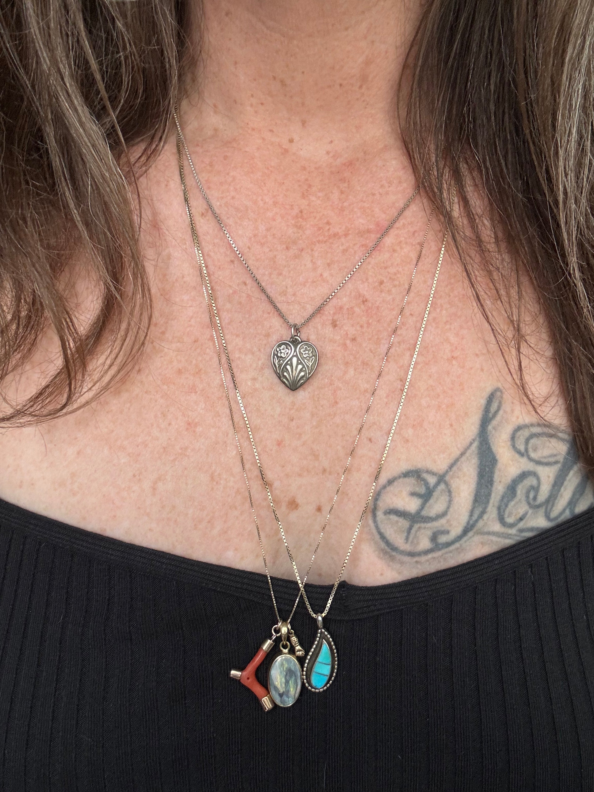 Vintage Sterling Silver Floral Forget Me Not Necklace