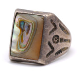 Vintage Sterling Abalone Trading Post Ring 9