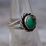 Vintage Sterling Turquoise Roper Ring 5.5