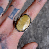 Vintage Sterling Jasper Roper Ring 8.75