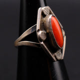 Vintage Sterling Coral Ring 6.75