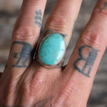 Vintage Sterling Turquoise V for Victory Ring 10