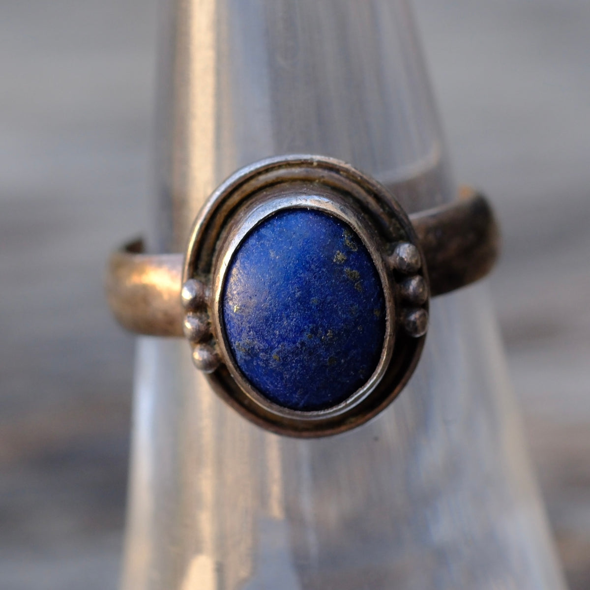 Vintage Sterling Lapis Ring 6.5
