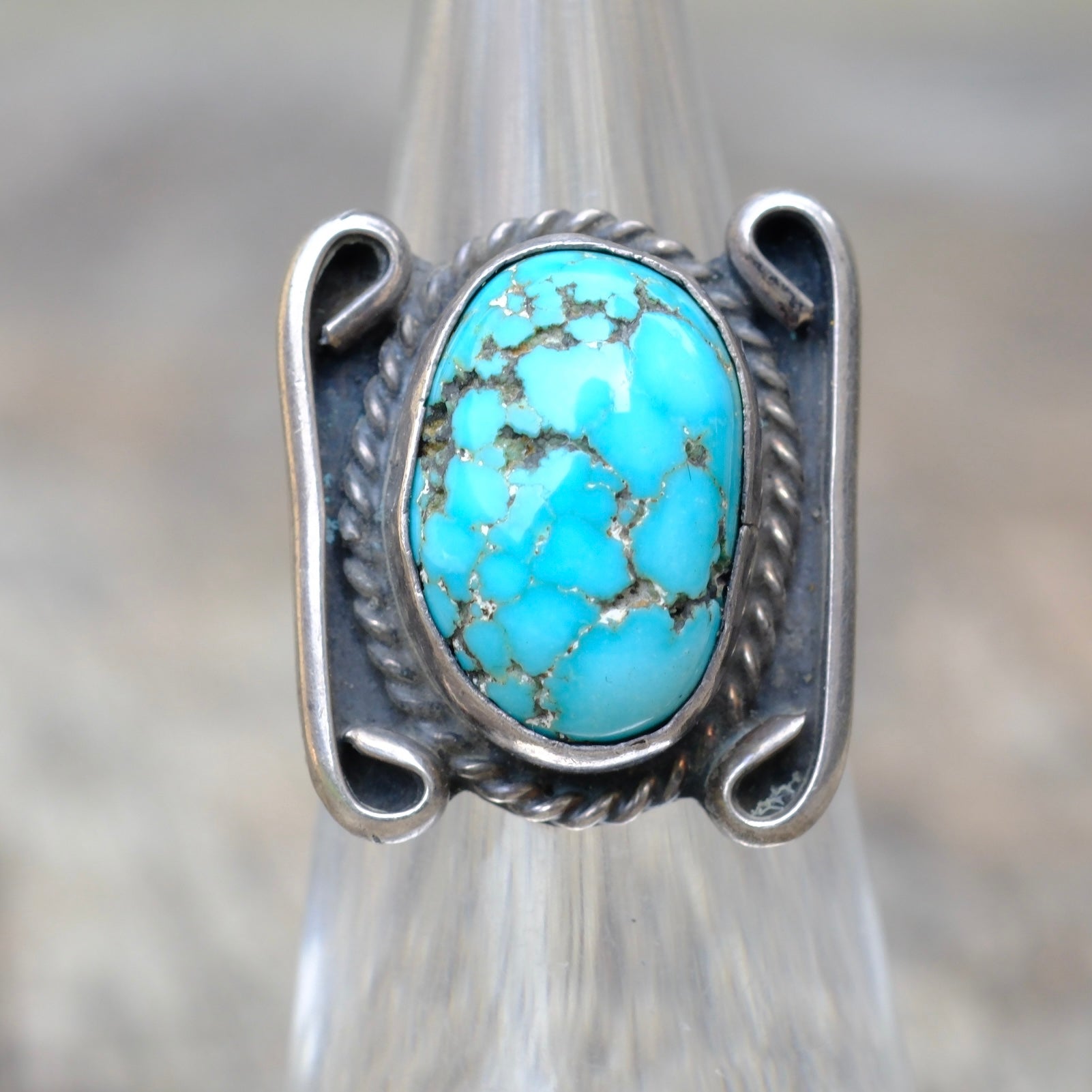 Vintage Sterling Turquoise Ring 4.25