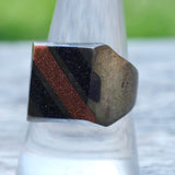 Vintage Sterling Goldstone Inlay Ring 9.75