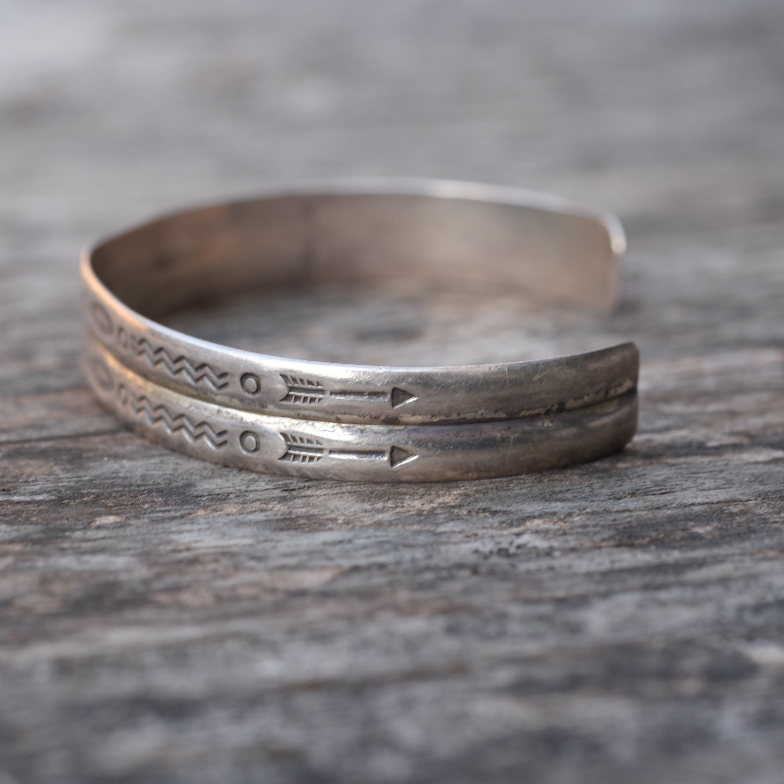 Vintage Sterling Silver Stamped Double Cuff