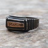 Vintage Sterling and Gold Manila Band Ring 9.25