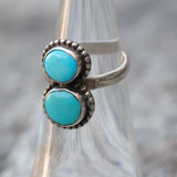 Vintage Sterling 2-Stone Turquoise Ring 4.75