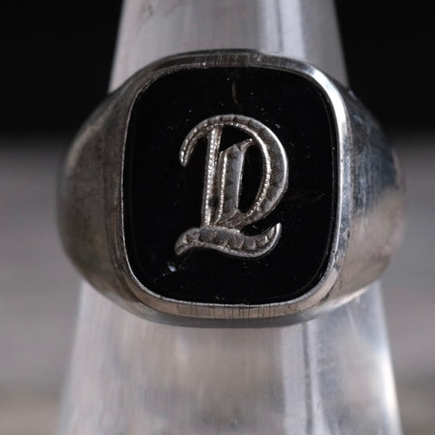 Vintage Sterling D Initial Signet Ring 6.25
