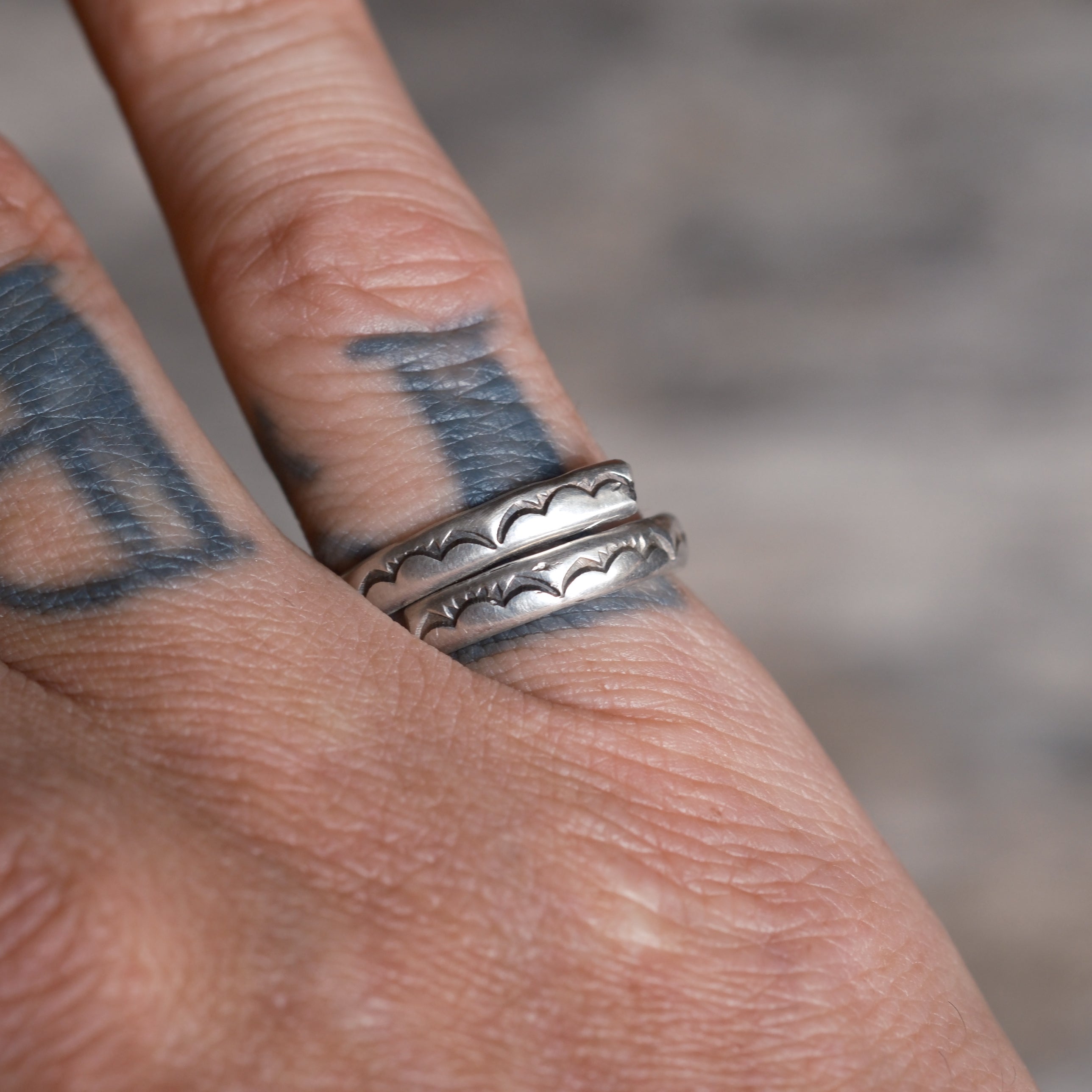 Vintage Sterling Silver Stamped Overpass Ring 7.5