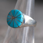 Vintage Sterling Turquoise Inlay Pinwheel Ring 6