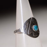 Vintage Sterling Turquoise Arrowhead Cigar Band Ring 2.75