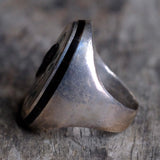 Vintage Sterling Inlaid Eagle Ring 9.5