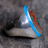 Vintage Sterling Inlaid Cardinal Ring 11.25