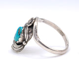 Vintage Sterling Turquoise Feather Ring 7.75