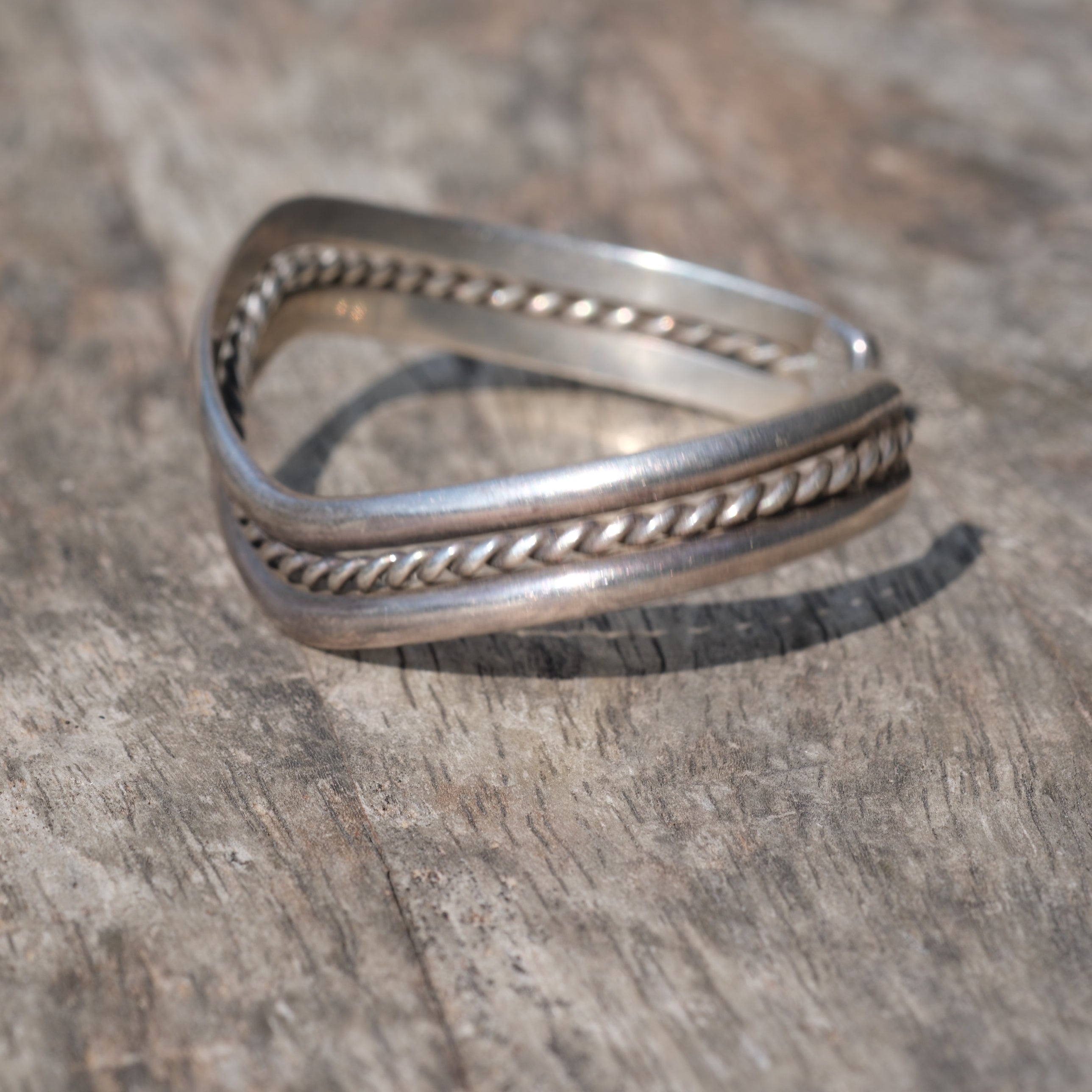 Vintage Sterling Silver Roped Wave Cuff
