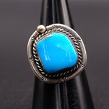 Vintage Sterling Turquoise Roper Ring 8.25