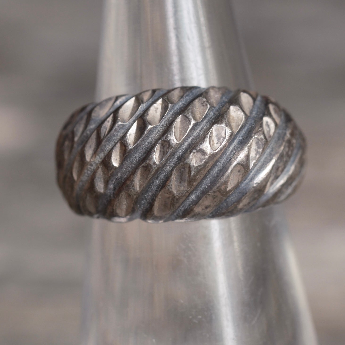 Vintage Sterling Silver Modernist Ring 4.75