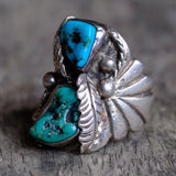 Vintage Sterling 2-Stone Turquoise Ring 11.25