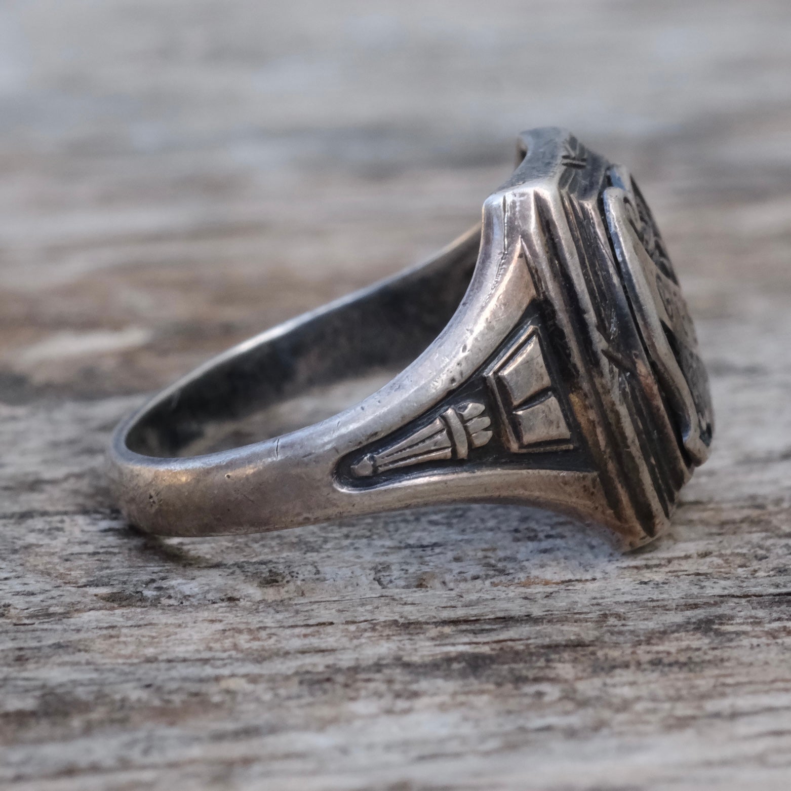 Vintage Sterling Silver GGS 1952 Signet Ring 7.25