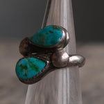 Vintage Sterling 2-Stone Turquoise Ring 3.5