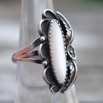 Vintage Sterling Mother Of Pearl Feather Ring 6