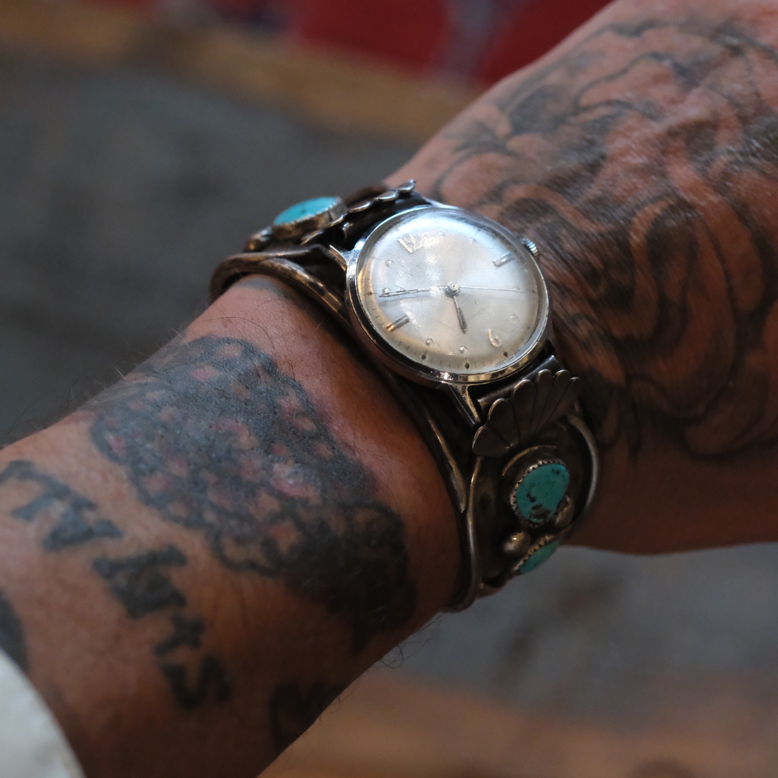 Vintage Sterling Turquoise Cuff Watch Cuff Bracelet