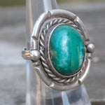 Vintage Sterling Turquoise Roper Ring 6.25