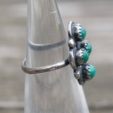 Vintage Sterling Turquoise Cluster Ring 3.5