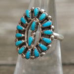 Vintage Sterling Turquoise Cluster Ring6.5