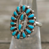 Vintage Sterling Turquoise Cluster Ring6.5