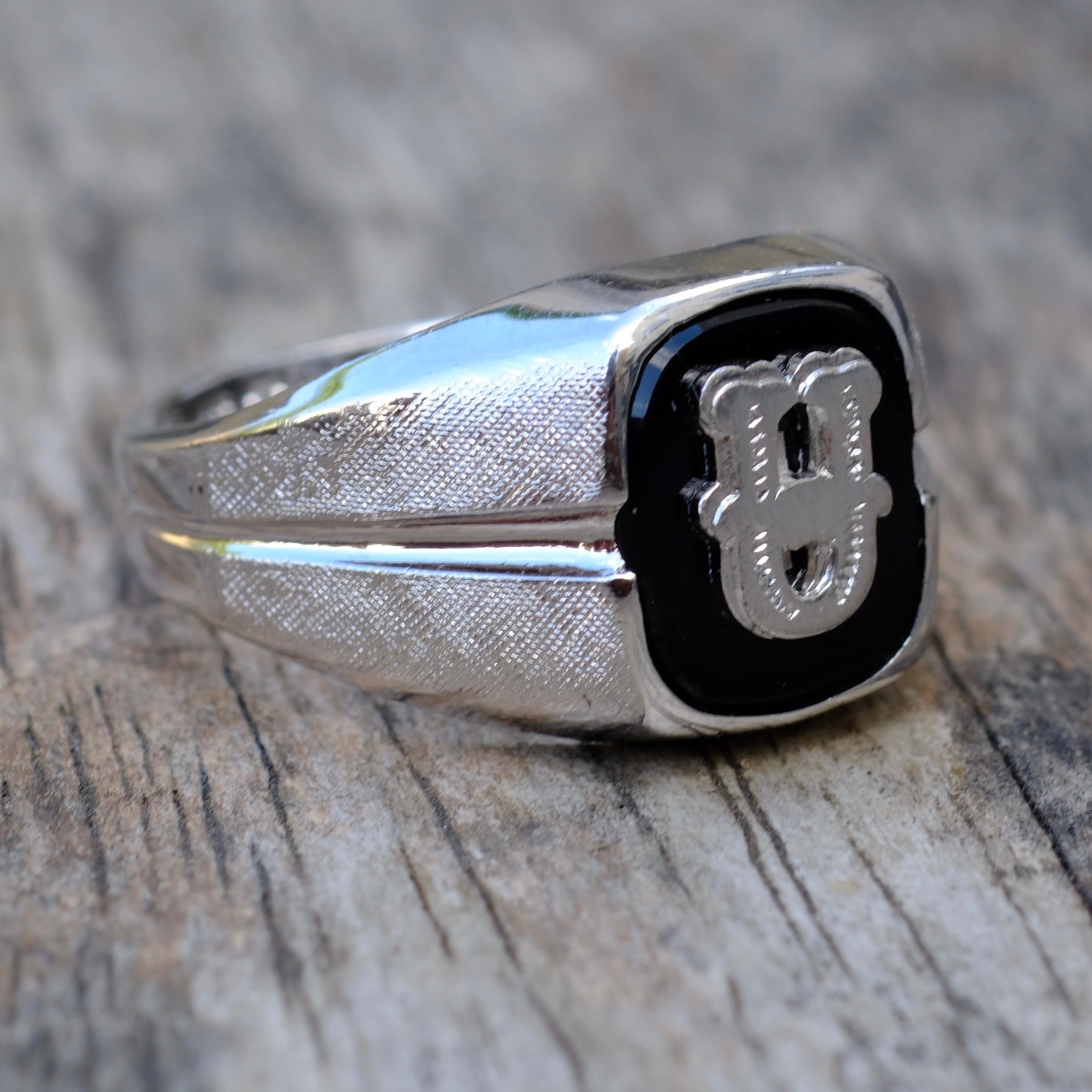 Vintage Sterling U Initial Signet Ring 10