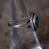 Vintage Sterling Turquoise Roper Ring 6.5