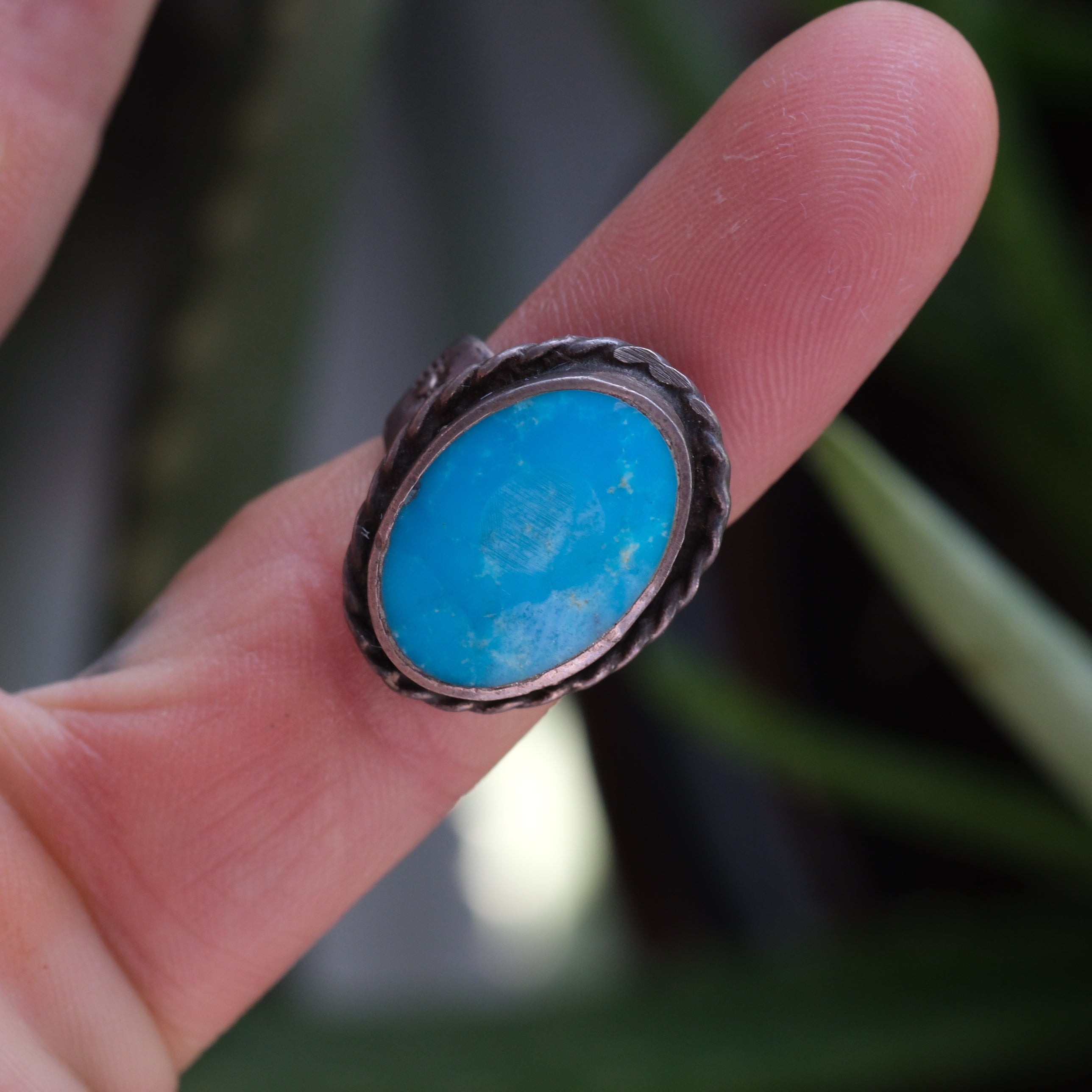 Vintage Sterling Turquoise Roper Ring 3