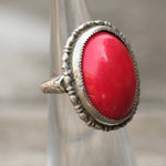 Vintage Sterling Red Enamel Ring 2