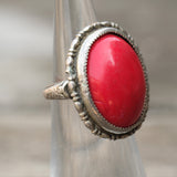 Vintage Sterling Red Enamel Ring 2