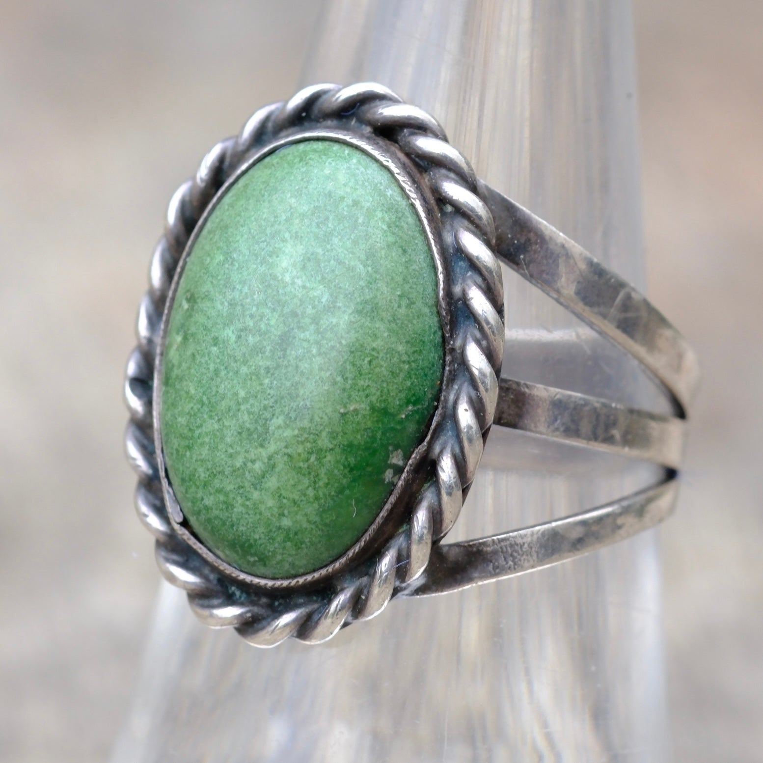 Vintage Sterling Turquoise Roper Ring 6.5