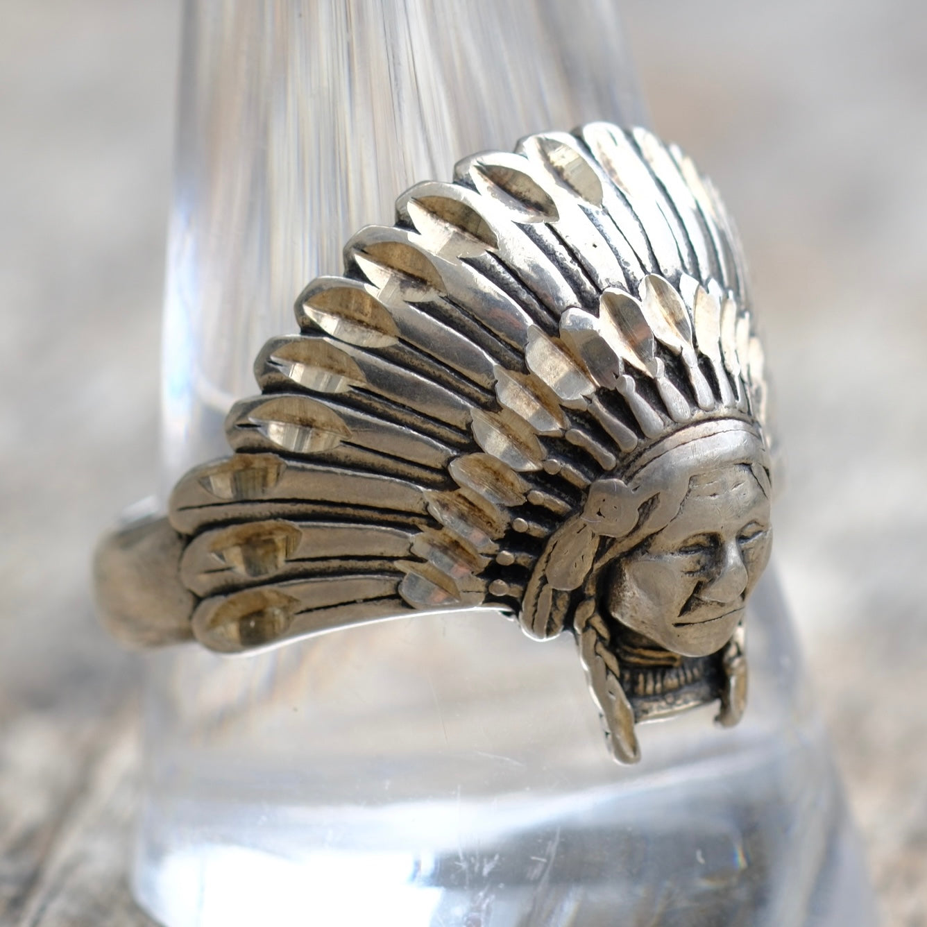 Vintage Sterling Silver Big Chief Ring 11.75