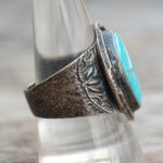 Vintage Sterling Turquoise Stamped Ring 10