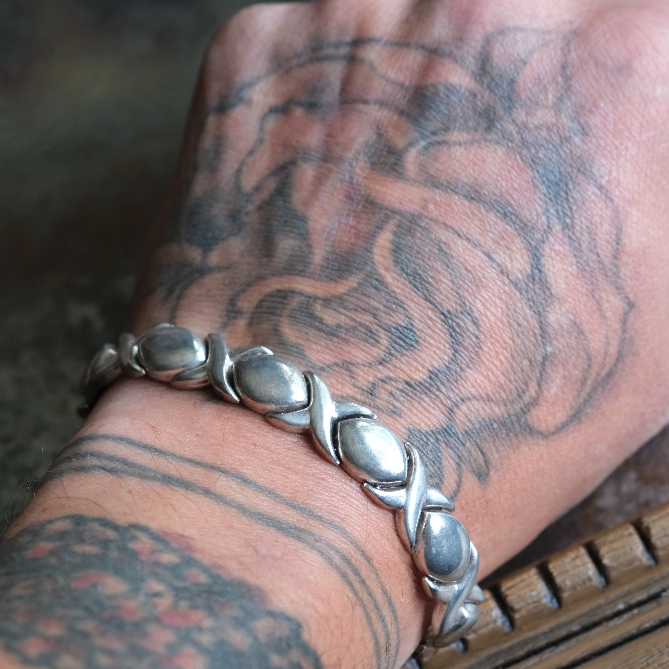Vintage Sterling XO Chain Bracelet