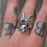 Vintage White Bronze Biker Ring 11