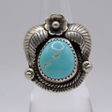 Vintage Sterling Turquoise Feather Ring 5.25