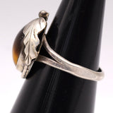 Vintage Sterling Tigers Eye Feather Ring 7