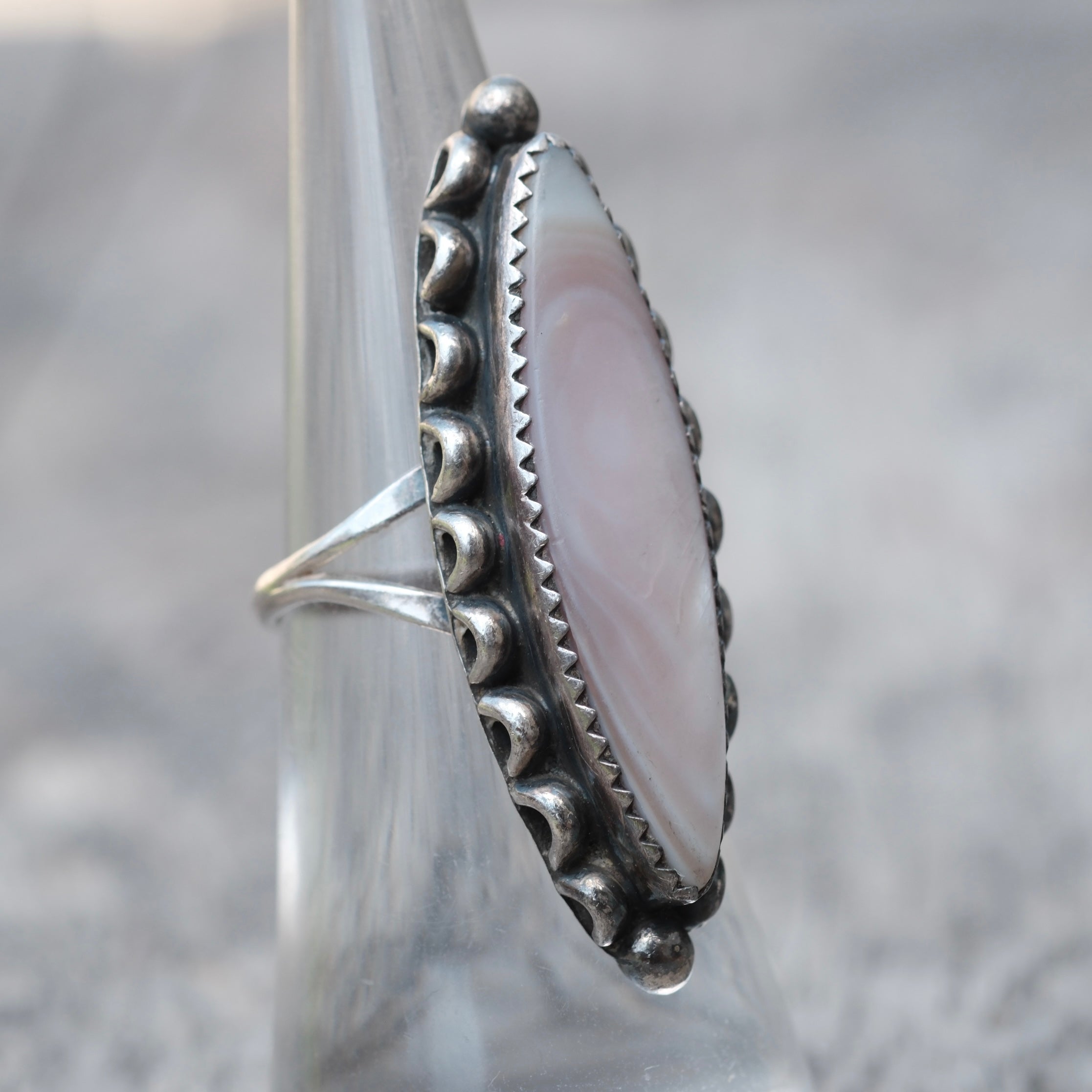 Vintage Sterling Mother Of Pearl Ring 5.75