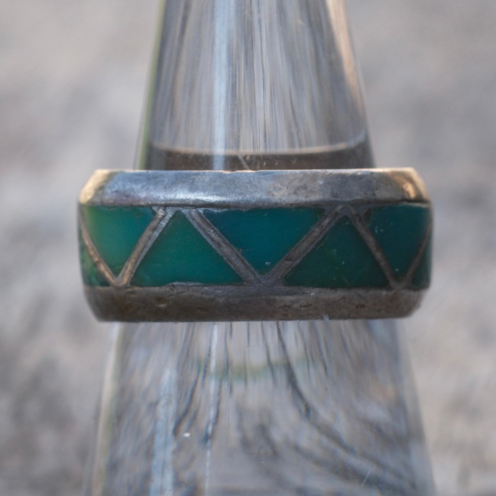 Vintage Sterling Turquoise Inlay Band Ring 7