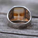 Vintage Sterling Agate Signet Ring 8