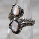 Vintage Sterling Mother Of Pearl Overpass Ring 5.25